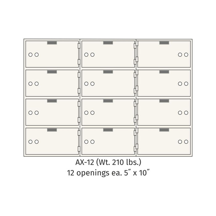 Socal Safe Bridgeman 12 openings 5'' x 10'' Modular Safe Deposit Box 210 lbs AX-12