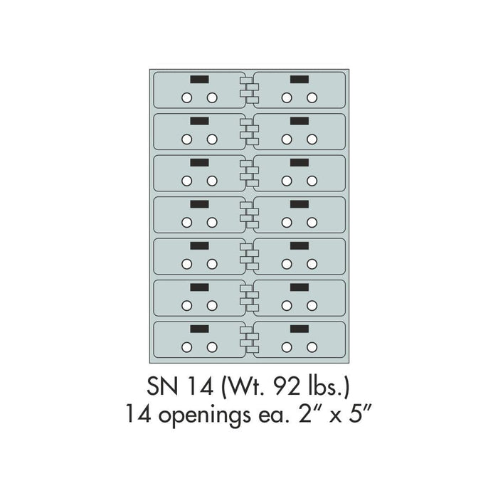 Socal Safe Bridgeman 14 openings 2'' x 5'' Modular Safe Deposit Box 92 lbs SN 14