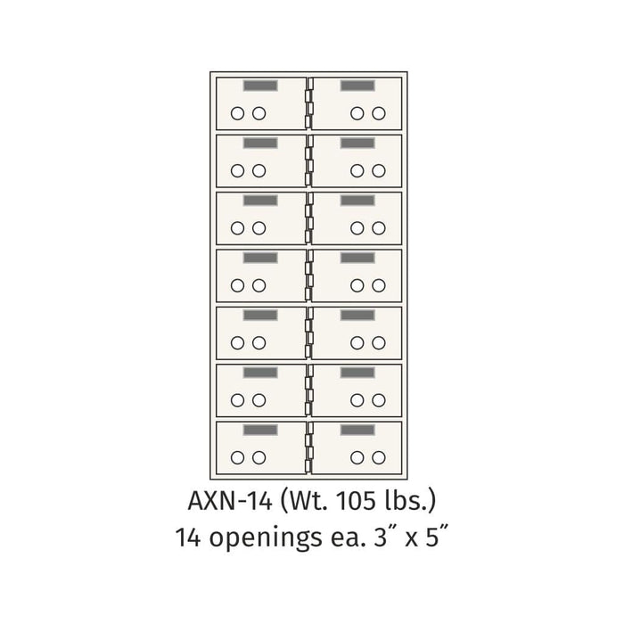 Socal Safe Bridgeman 14 openings 3'' x 5'' Modular Safe Deposit Box 105 lbs AXN-14