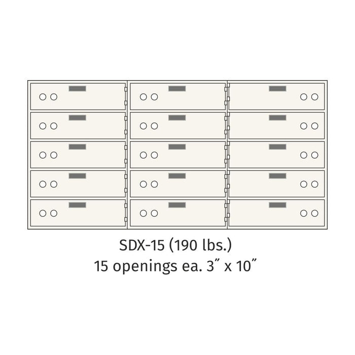 Socal Safe Bridgeman 15 openings 3"x10" Safe Deposit Box 190 lbs SDX-15