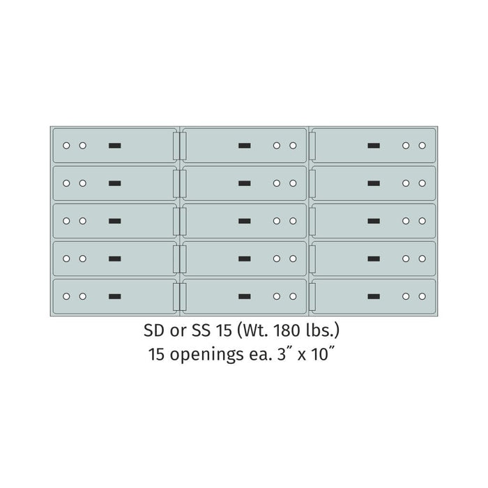 Socal Safe Bridgeman 15 openings 3'' x 10'' Modular Case Safe Deposit Box 180 lbs SD 15