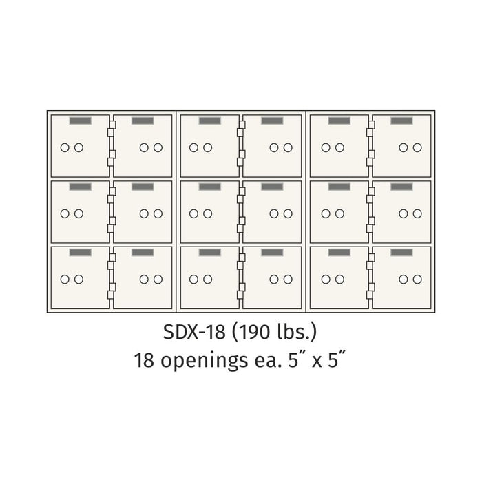 Socal Safe Bridgeman 18 openings 5"x 5" Safe Deposit Box 190 lbs SDX-18
