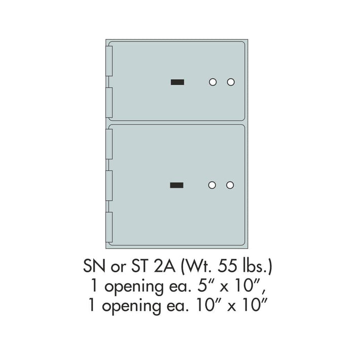 Socal Safe Bridgeman 1 openings 5'' x 10'' and 1 opening 10” x 10”  Modular Safe Deposit Box 55 lbs SN 2A