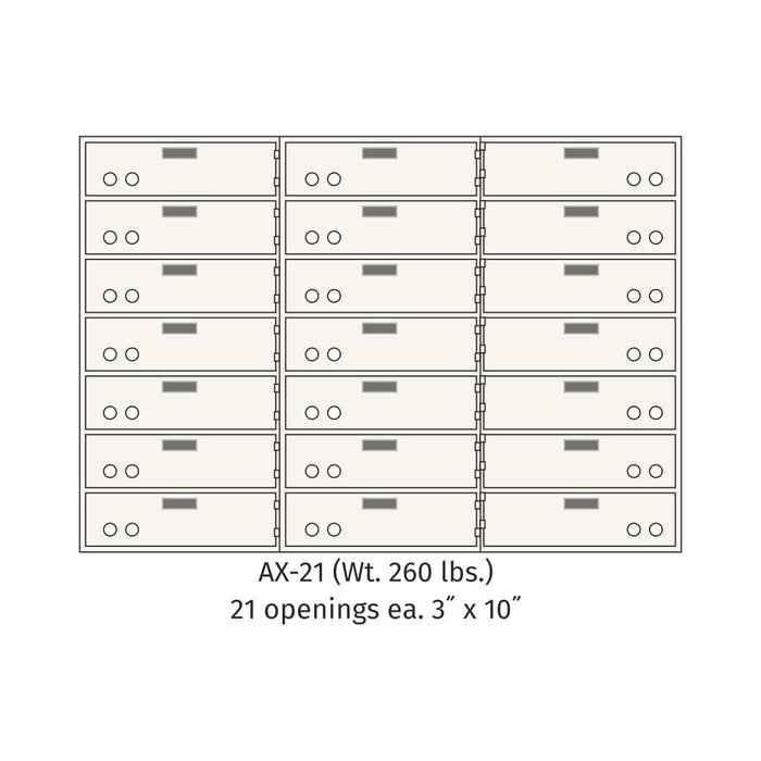Socal Safe Bridgeman 21 openings 3'' x 10'' Modular Safe Deposit Box 260 lbs AX-21