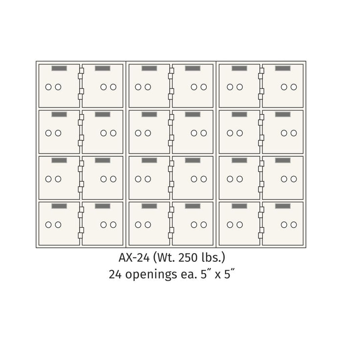 Socal Safe Bridgeman 24 openings 5'' x 5'' Modular Safe Deposit Box 250 lbs AX-24