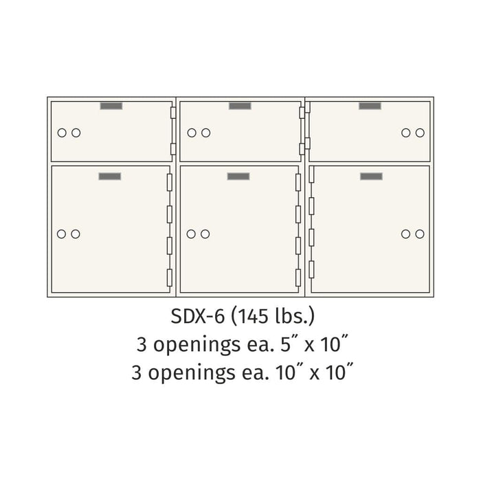 Socal Safe Bridgeman 3 openings 5" x 10"  3 openings 10" x 10" Safe Deposit Box 145 lbs SDX-6