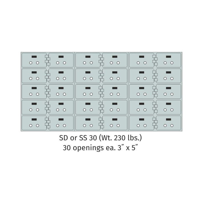 Socal Safe Bridgeman 30 openings 3'' x 5'' Modular Case Safe Deposit Box 230 lbs SS-30