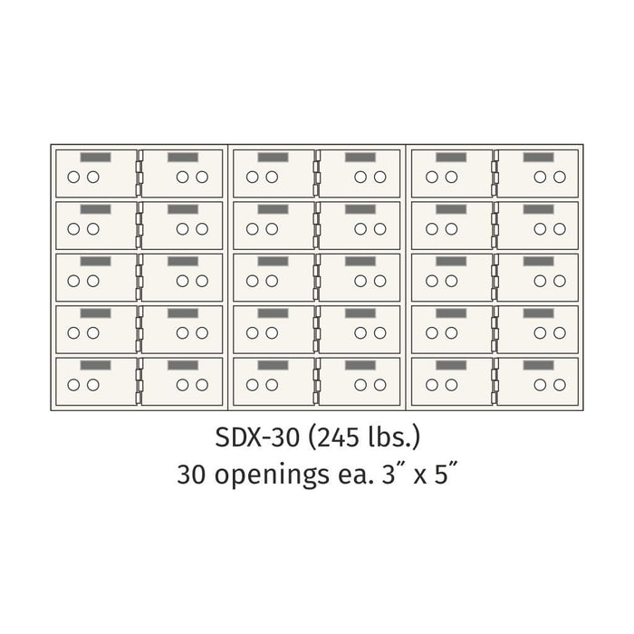 Socal Safe Bridgeman 30 openings 3"x5" Safe Deposit Box 245 lbs SDX-30