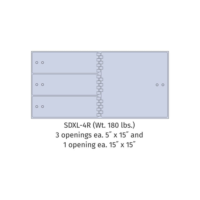 Socal Safe Bridgeman 3 openings 5'' x 15'' and  1 openings 15'' x 15'' Modular Teller Locker 180 lbs SDXL-4R