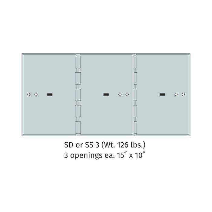 Socal Safe Bridgeman 3 openings 15'' x 10'' Modular Case Safe Deposit Box 126 lbs SD 3