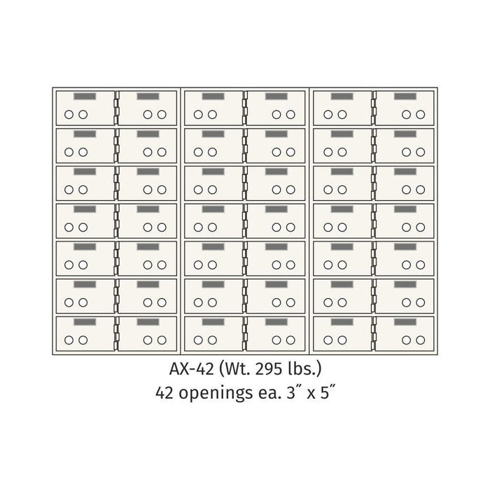 Socal Safe Bridgeman 42 openings 3'' x 5'' Modular Safe Deposit Box 295 lbs AX-42