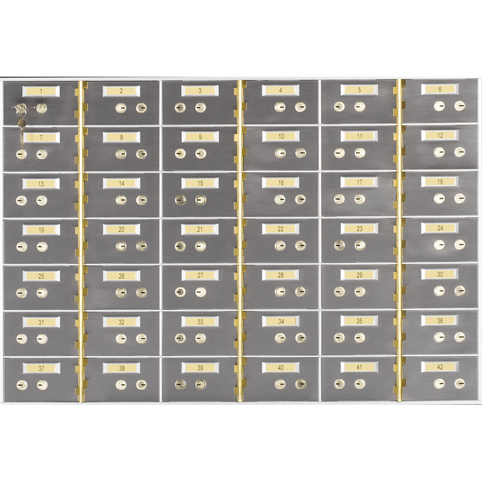 Socal Safe Bridgeman 42 openings 3'' x 5'' Modular Safe Deposit Box 295 lbs AX-42