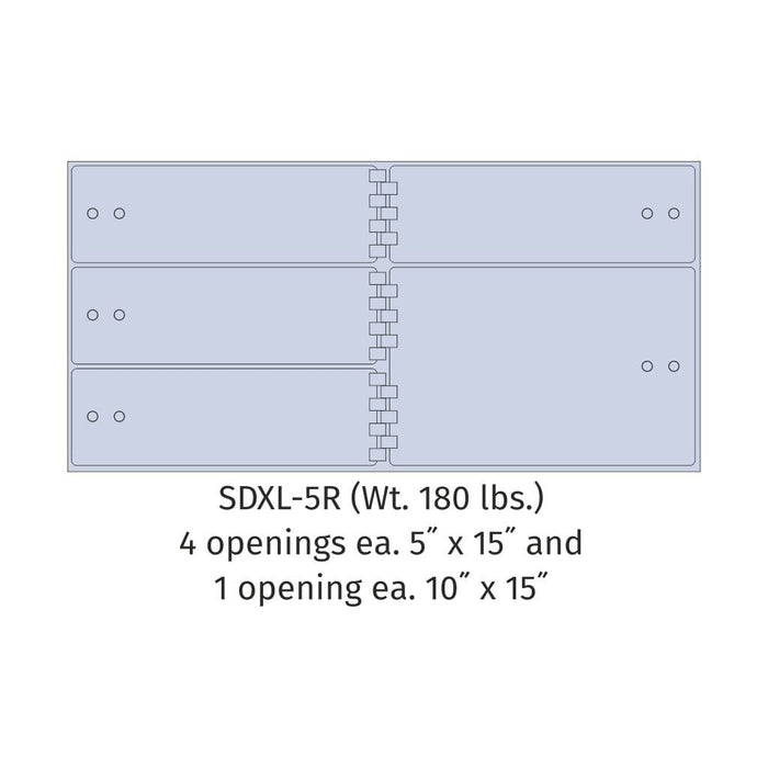 Socal Safe Bridgeman 4 openings 5'' x 15'' and 1 openings 10'' x 15'' Modular Teller Locker 180 lbs SDXL-5R