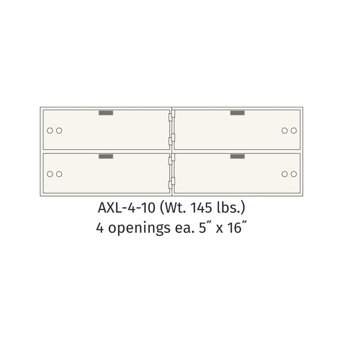 Socal Safe Bridgeman 4 openings 5'' x 16''  Modular Teller Locker 145 lbs AXL-4-10