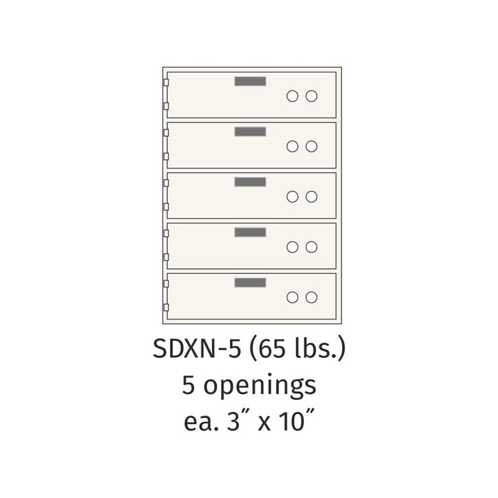 Socal Safe Bridgeman 5 openings 3"x10" Safe Deposit Box 65 lbs SDXN-5