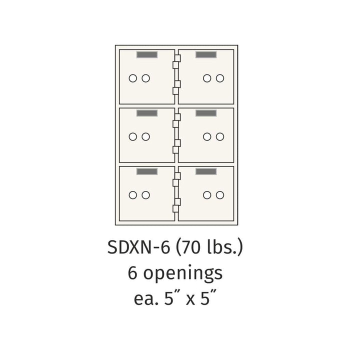 Socal Safe Bridgeman 6 openings 5"x 5" Safe Deposit Box 70 lbs SDXN-6