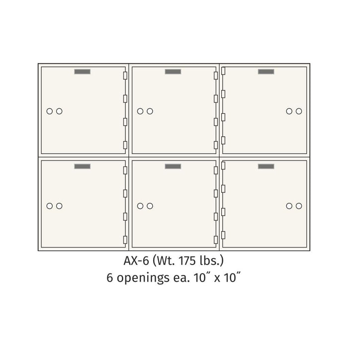 Socal Safe Bridgeman 6 openings 10'' x 10'' Modular Safe Deposit Box 175 lbs AX-6