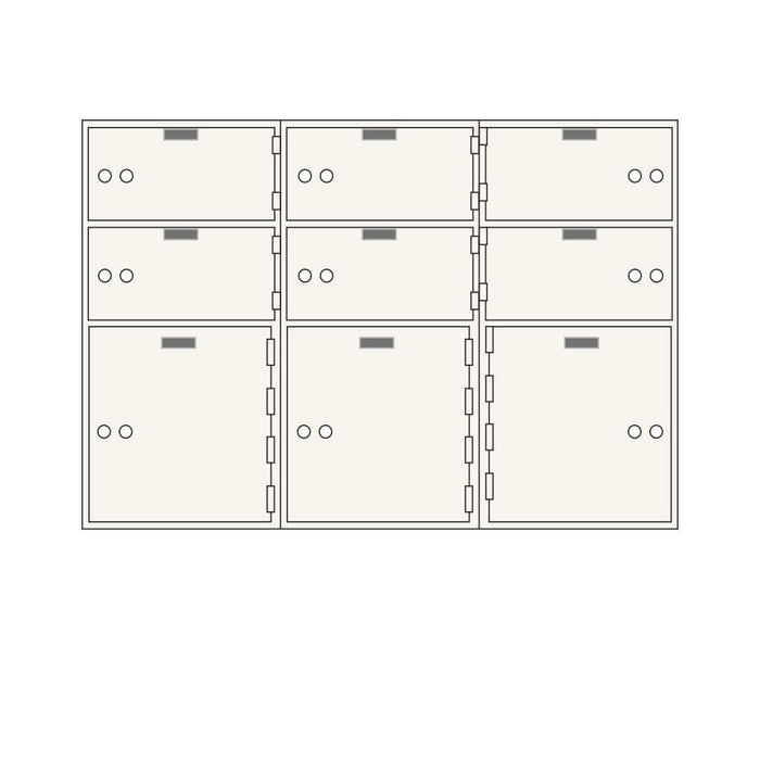 Socal Safe Bridgeman 6 openings 5'' x 10'' and 3 openings 10'' x 10'' Modular Safe Deposit Box 195 lbs AX-9