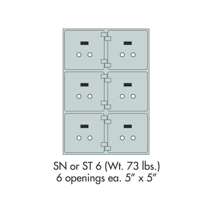 Socal Safe Bridgeman 6 openings 5'' x 5'' Modular Safe Deposit Box 73 lbs SN 6