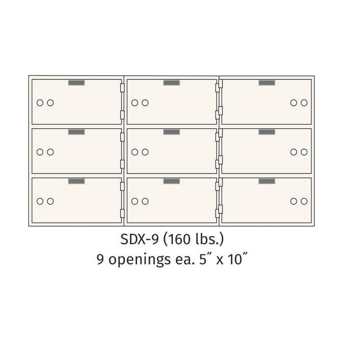 Socal Safe Bridgeman 9 openings 5"x10" Safe Deposit Box 160 lbs SDX-9