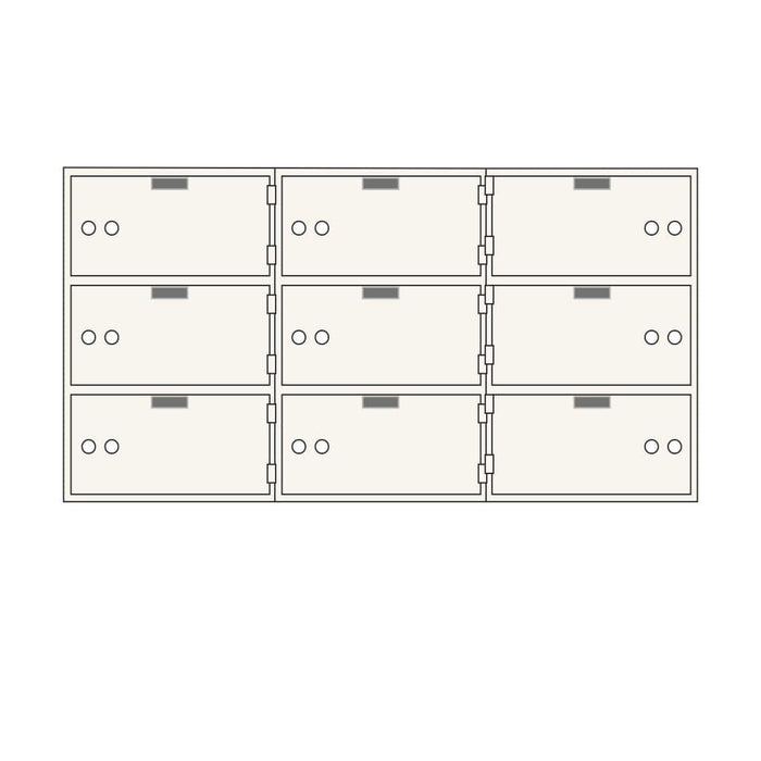 Socal Safe Bridgeman 9 openings 5"x10" Safe Deposit Box 160 lbs SDX-9