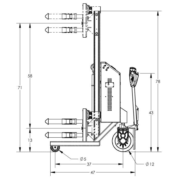 Drum Lift and Rotator | 78'' | Fully Powered | Strap | Straddle | Valley Craft