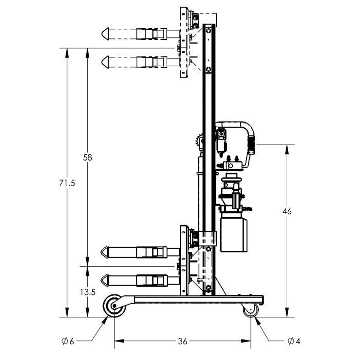Drum Lift & Rotator | 78'' | Pneumatic | Semi-Powered | Strap | Straddle | Valley Craft