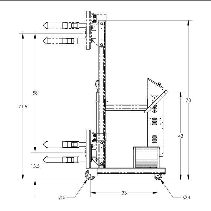 Drum Lift & Rotator | 78'' | Semi-Powered | Strap | Counterweighted | Valley Craft
