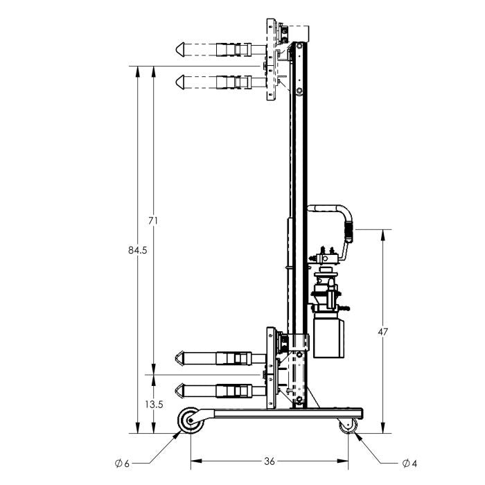 Drum Lift & Rotator | 90'' | Pneumatic | Semi-Powered | Strap | Straddle | Valley Craft