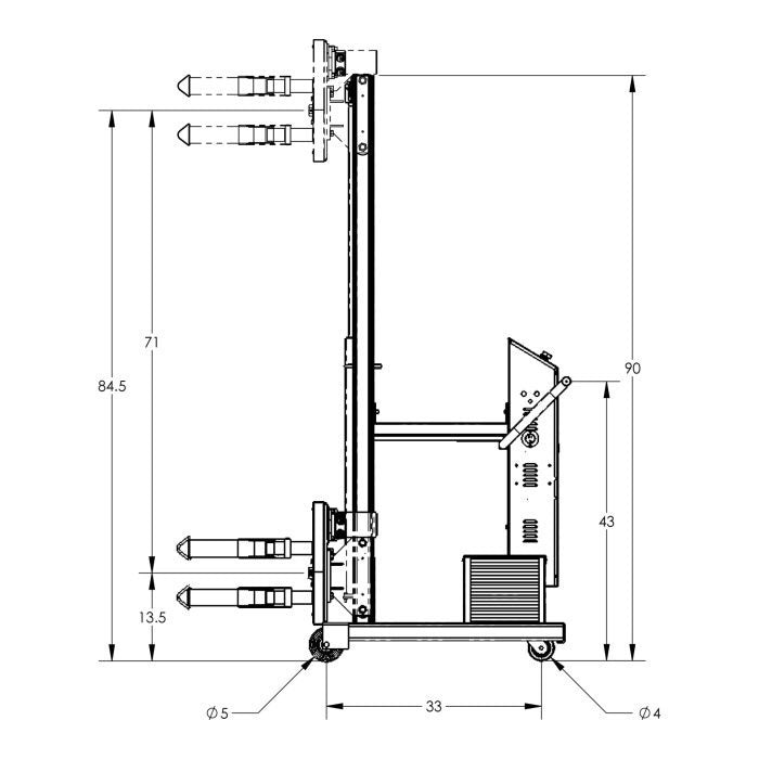 Drum Lift & Rotator | 90'' | Semi-Powered | Strap | Counterweighted | Valley Craft