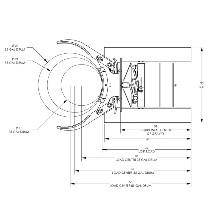 Drum Clamp Powered Forklift Attachment | Forklift Powered | Valley Craft