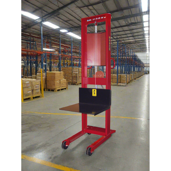 Wesco 270214 Winch Stacker – 1,000 lb Capacity, 24″×24″ Platform, 70″ Lift