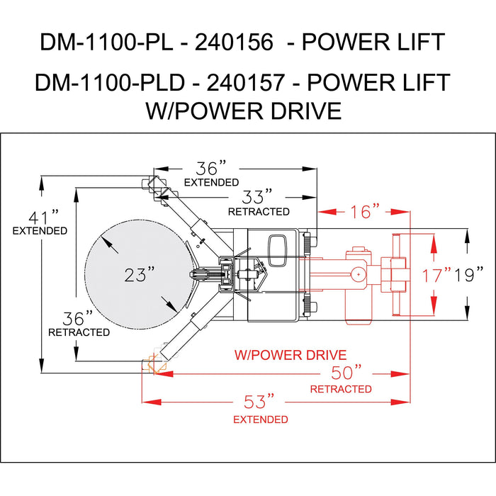 Drum Handler | 650/1100 lb Capacity | Power Lift | Wesco Industrial Products 240156