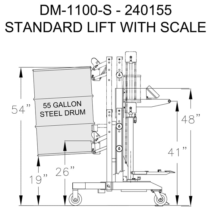 Drum Handler | 650/1100 lb Capacity | With Scale | Wesco Industrial Products 240155