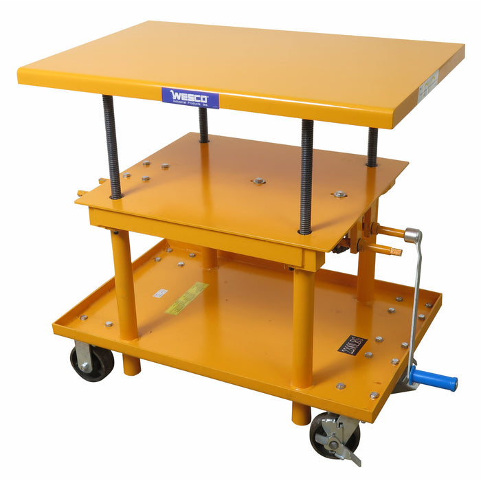 Wesco HCLT‑2436 Precision Lift Table – 2,200 lb, 24″×36″ Platform, Cast Iron or Poly Casters