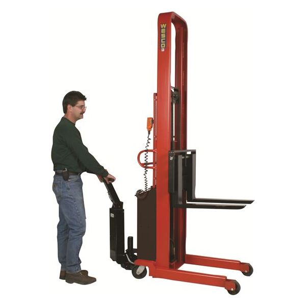 Powered Stacker | 3" x 42" Fork | 1500 lb Capacity | Adjustable Base | Wesco Industrial Products 261070