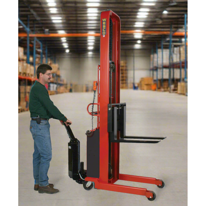Powered Stacker | 3" x 25" Fork | 1500 lb Capacity | Fixed Base | Wesco Industrial Products 261083