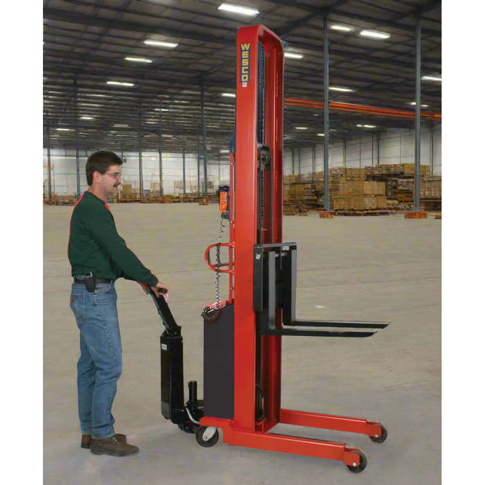 Powered Stacker | 3" x 25" Fork | 1500 lb Capacity | Fixed Base | Wesco Industrial Products 261084