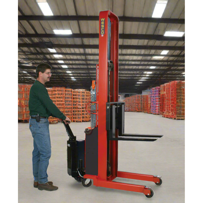 Powered Stacker | 3" x 25" Fork | 2000 lb Capacity | Fixed Base | Wesco Industrial Products 261093