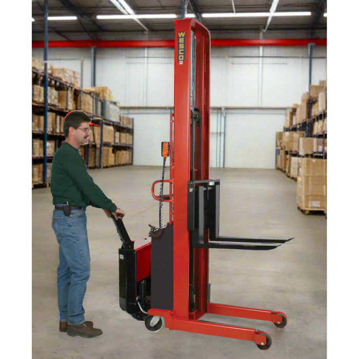 Powered Stacker | 3" x 42" Fork | 2000 lb Capacity | Fixed Base | Wesco Industrial Products 261048