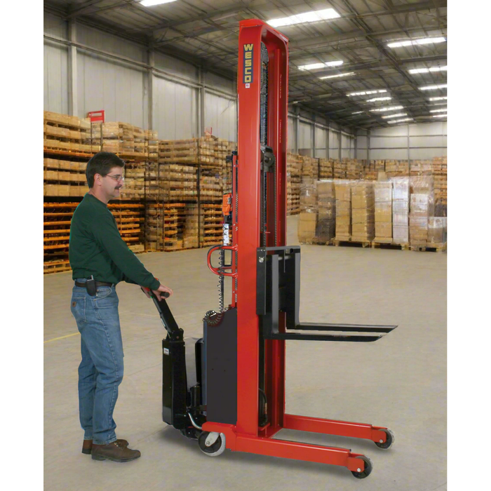 Powered Stacker | 3" x 25" Fork | 1500 lb Capacity | Fixed Base | Wesco Industrial Products 261082