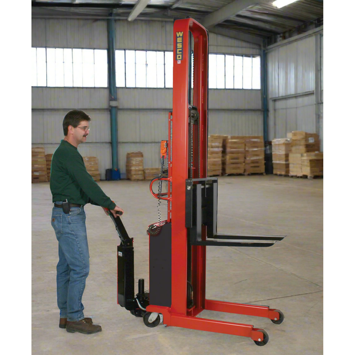 Powered Stacker | 3" x 42" Fork | 1500 lb Capacity | Adjustable Base | Wesco Industrial Products 261068