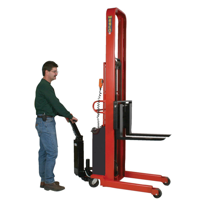 Powered Stacker | 3" x 42" Fork | 2000 lb Capacity | Fixed Base | Wesco Industrial Products 261052