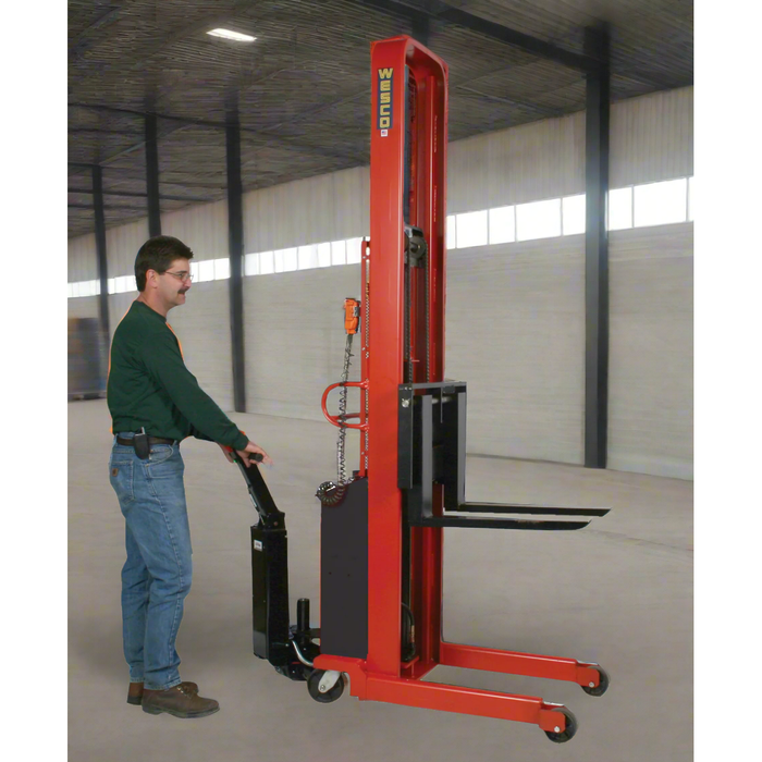 Powered Stacker | 3" x 42" Fork | 1500 lb Capacity | Fixed Base | Wesco Industrial Products 261067