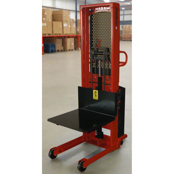 Powered Stacker | 24" x 27" Platform | 2000 lb Capacity | Fixed Base | Wesco Industrial Products 261088