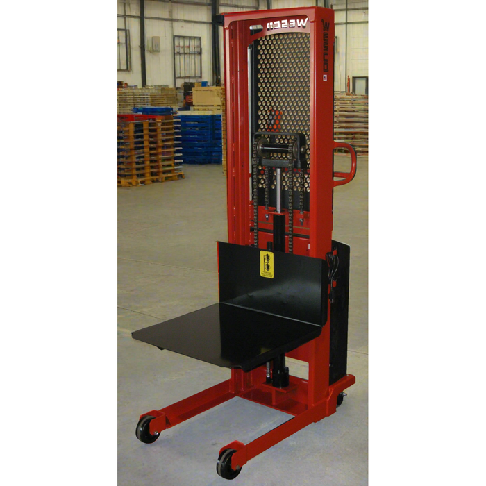 Powered Stacker | 24" x 27" Platform | 2000 lb Capacity | Fixed Base | Wesco Industrial Products 261089
