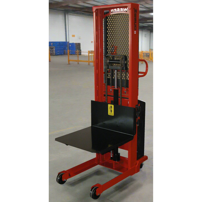 Powered Stacker | 24" x 27" Platform | 2000 lb Capacity | Fixed Base | Wesco Industrial Products 261090
