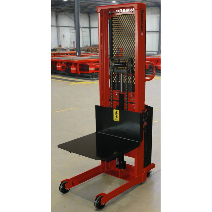Powered Stacker | 24" x 27" Platform | 2000 lb Capacity | Fixed Base | Wesco Industrial Products 261091