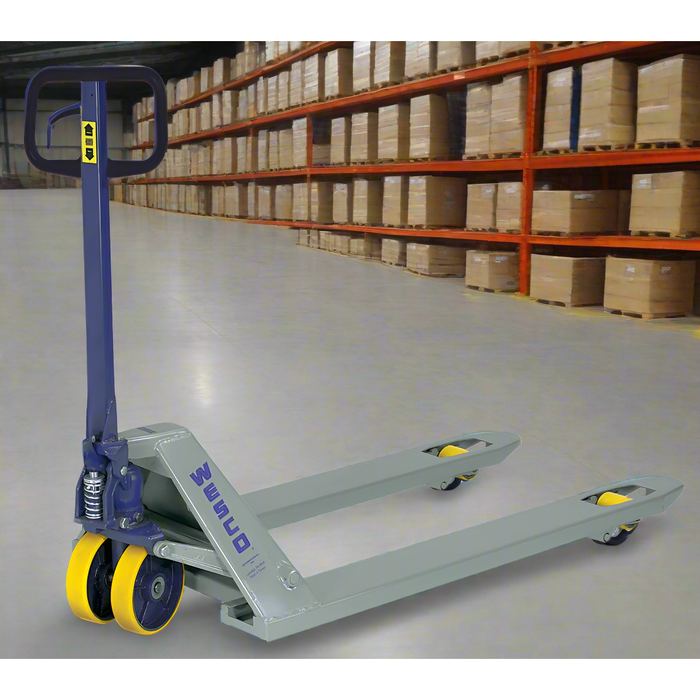 Wesco 272765 Deluxe Lowboy Pallet Truck – 5,500 lb Capacity, 27″ × 48″ Forks