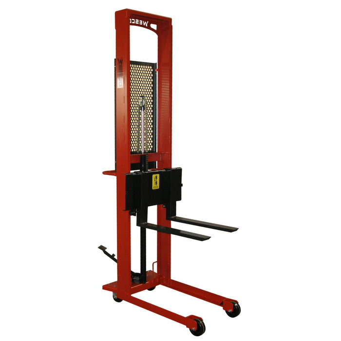 Wesco 260035 Hydraulic Fork Stacker – 1,000 lb Capacity, 56″ Lift, 25″ Forks